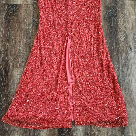 Retrofete Katerina Sequin Dress in Calypso Coral Maxi Size XL NWT Halter - Picture 10 of 13